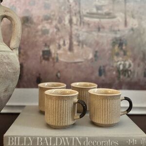 Rustic Cream Ceramic Mug Set of 4